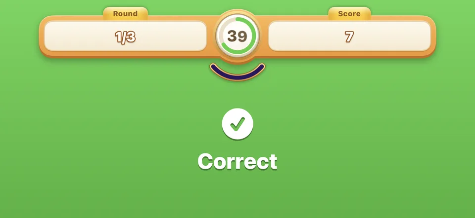 Correct answer screen